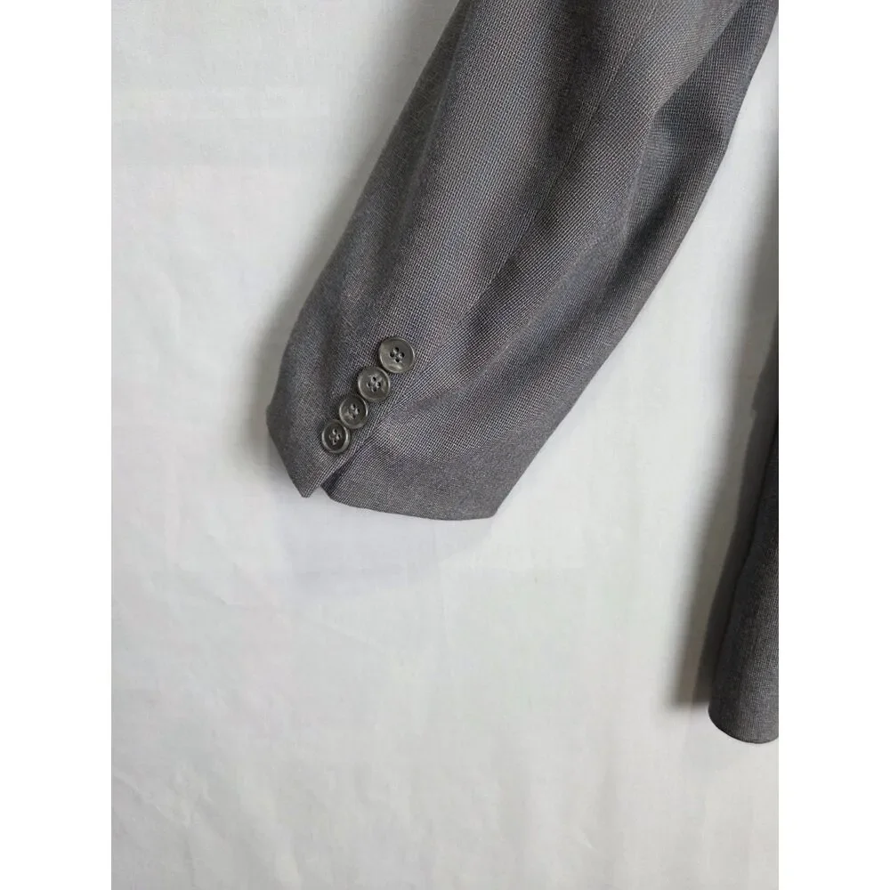 Vintage Farah Gray Pin Striped 2 Button Wool Blend Blazer 44R Sport Coat Jacket
